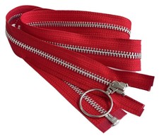 YKK 5 31" - 36" Aluminum with Ring Cramper Pull Metal Jacket Zipper Separating