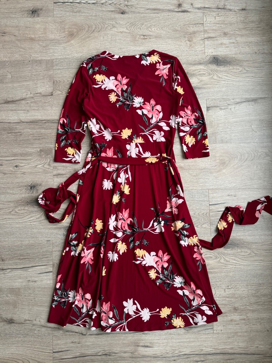 RL Ralph Lauren Floral Print Faux Wrap Midi Dress Womens RL Ralph Lauren Floral Print Faux Wrap Midi Dress Womens