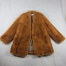 Mango Coat Women Large Brown Fur Teddy Sherpa Long Sleeve Open Front Soft $199