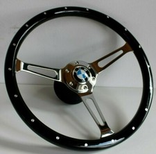 Steering Wheel Fits For Bmw Black Wood Chrome E10 2002 1502 1602 1802 2000 65-76
