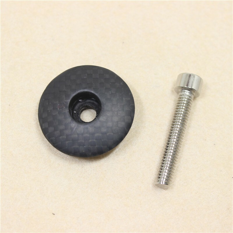 1 1/8" Matte Carbon Fiber Headset Stem Top Cap +Bolt MTB Road Mountain