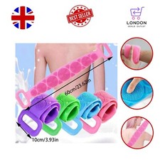Silicon Long Body Cleaning Double Sided Back Scrubber Bath Shower Belt Brush UK