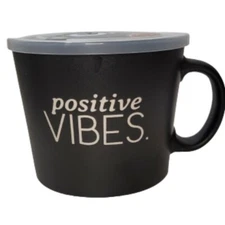 Boston Warehouse 24 oz Souper Mug Dial Dating Steam Vent Lid Positive Vibes Soup