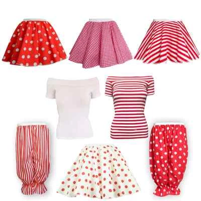 MUMS ESSENTIALS Weißes und rotes Karnevalskostüm Damen Bunt Fasching Clownkostüm Kostüm Clown