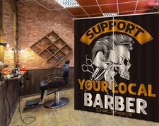3D Art Style A4106 Barber Shop Photo Curtain Window Blockout Fabric Amy 2023