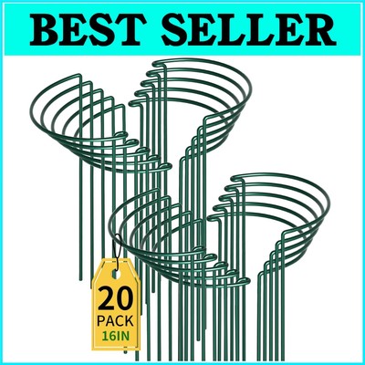 Durable 10'' Wide x 16'' High Plant Support System - 20 Interlinked Garden Stakes