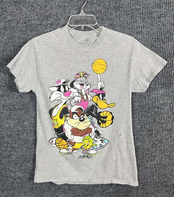 Looney Tunes Tv T-Shirt Mens S Bugs Bunny Gray Basketball Double