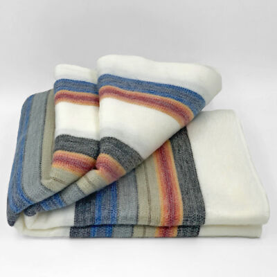 SOFT & WARM STRIPED ALPACA LLAMA WOOL BLANKET PLAID THROW 90''x65'' QUEEN