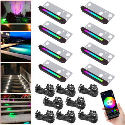8pcs 7'' LED Landscape Lighting Low Voltage Hardscape Retaining Wall Step Lamp