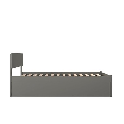 Bowery Hill Modern Wood Queen Bed with Footboard/Trundle in Gray