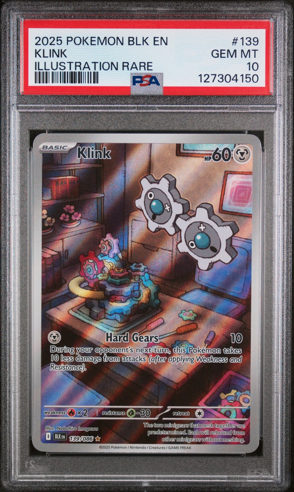 2025 POKEMON BLK EN-BLACK BOLT ILLUSTRATION RARE #139 KLINK PSA 10