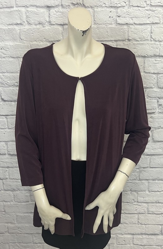 CHICO’S TRAVELERS WOMEN'S DARK PURPLE 3/4 SLEEVE JACKET SIZE 2 (L)