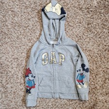 Baby Gap Disney Mickey Minnie Print Sleeve Kid Sz 8 Zip Up Hoodie
