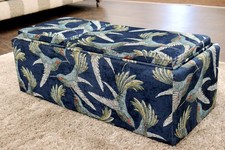 Lounge & Co. BRONWYN Paradise Bird Navy Designer Storage Foot Stool/Drinks Tray