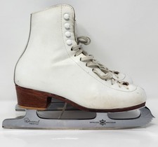 VTG Riedell 220 White Leather Figure Skates MK Professional Sheffield Steel 4.5M