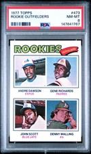 1977 TOPPS #473 ROOKIE OUTFIELDERS ROOKIE RC PSA 8