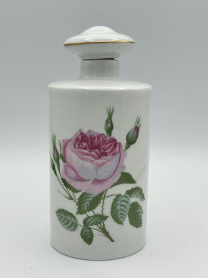 Limoges Porcelain Vanity Bottle Rose Height 8  Base Diameter 2.5 