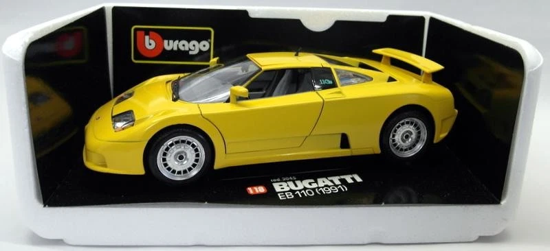 Burago 1/18 Scale Diecast 3045 Bugatti EB 110 1991 Yellow Model Car - Image 3 of 4