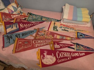 10 1950s Souvenir Pennants Lake Tahoe catskills Niagra falls statue of liberty