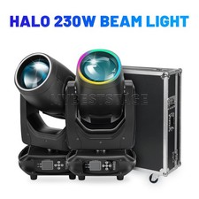 PAIDUN 2PCS Mini 230W 7R Halo Beam Moving Head Spot Light Flight Case Disco Bar