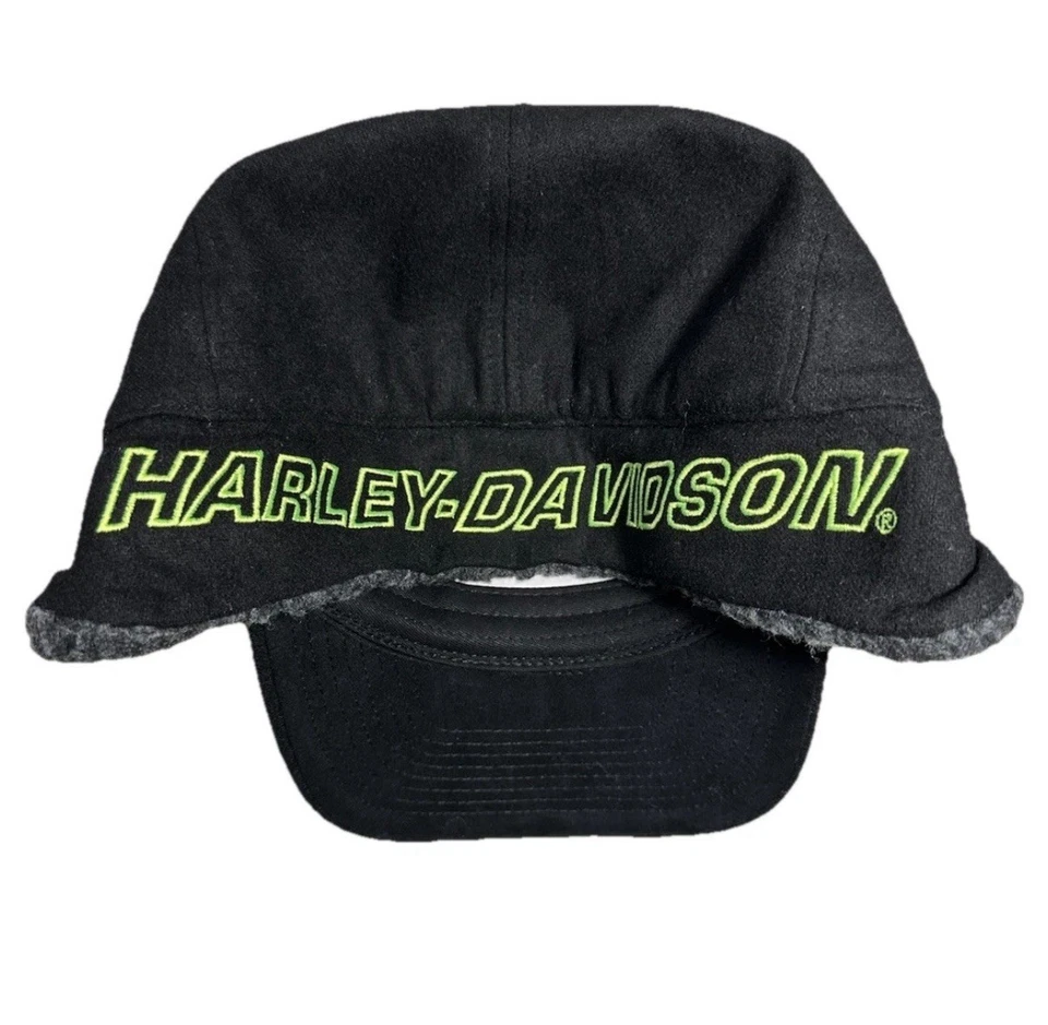 NUEVO CON ETIQUETAS Harley Davidson Willie G Calavera Negro Sombrero Gorra Oreja Solapa Ajustada Para Hombre’s 7 1/2 XL Foto 4 de 4