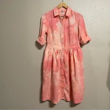 Malvin Hamburg Germany Linen Pink dye button‎ shirt dress 6
