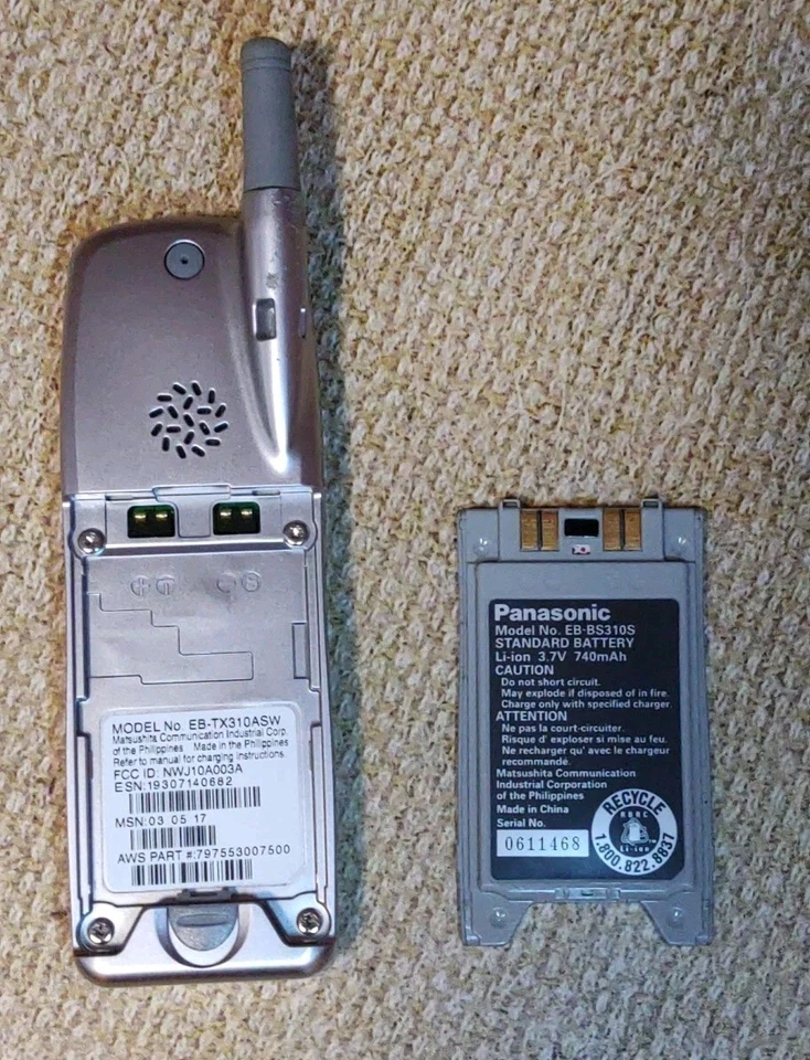 Panasonic EB-TX310ASW Raro Teléfono Celular TDMA Auriculares Conector Altavoces Tonos de Llamada  Foto 2 de 4