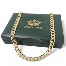Mens 9ct Gold XP Plated 10mm Curb Chain, 22inch Length Classic Curb Chunky Chain