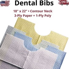 400pcs Dental Patient Bibs Waterproof 18x22 3Ply Contour Neck Oral Surgery