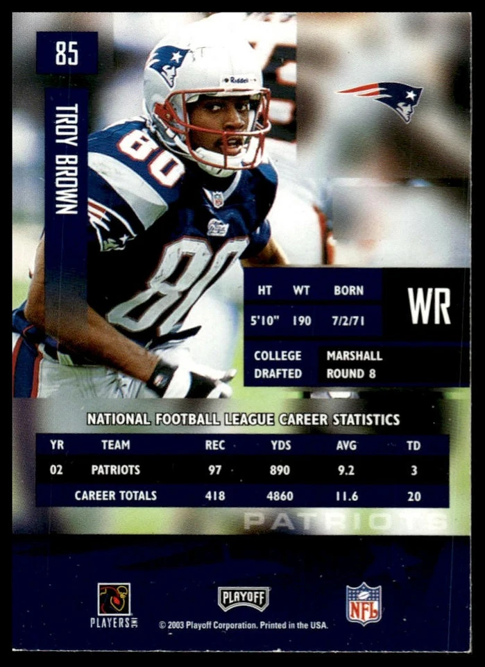 2003 Playoff Prestige #85 Troy Brown [GOATCARDS] - Image 2 of 2