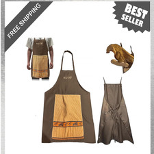 Funny Aprons for Men, Head Chef Prank Apron with Hidden Pocket, Grilling and