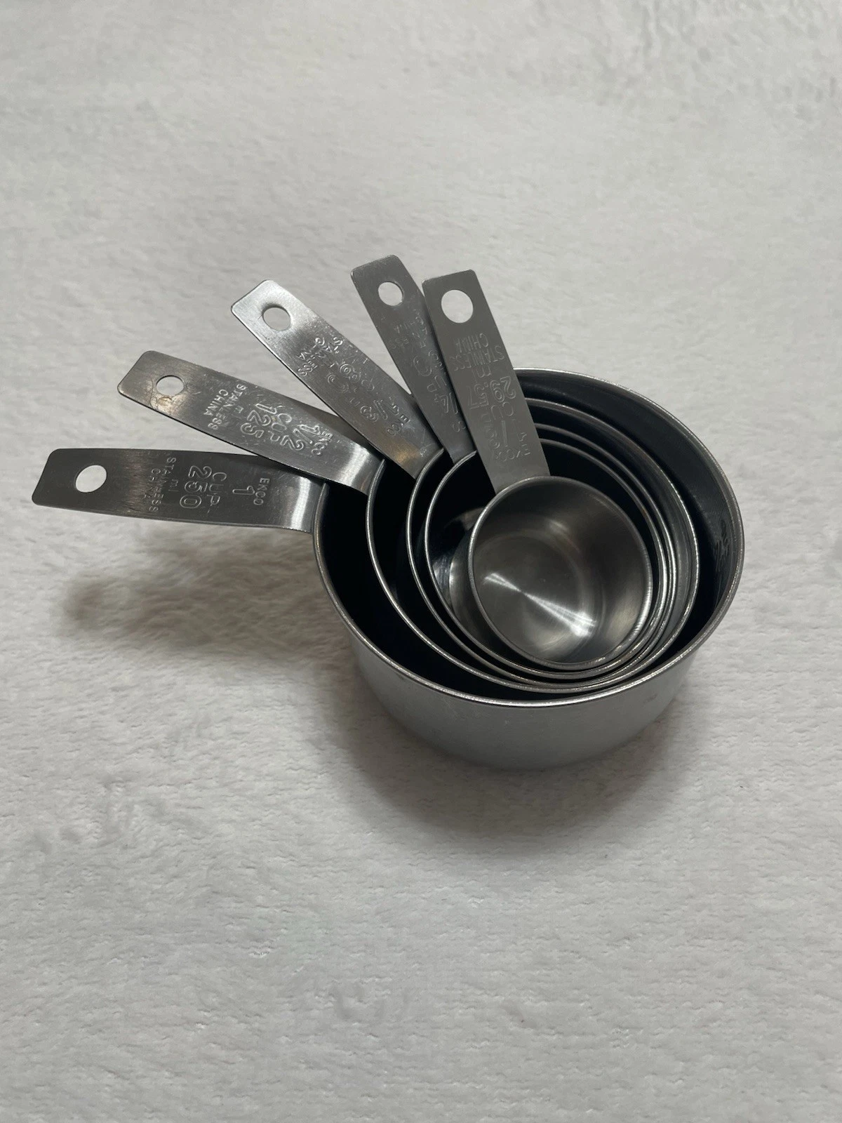 VTG Vintage EKCO Stainless Steel Measuring Cups Set Of 5, 1/8 Cup To 1 Cup Rare
Opens in a new windo