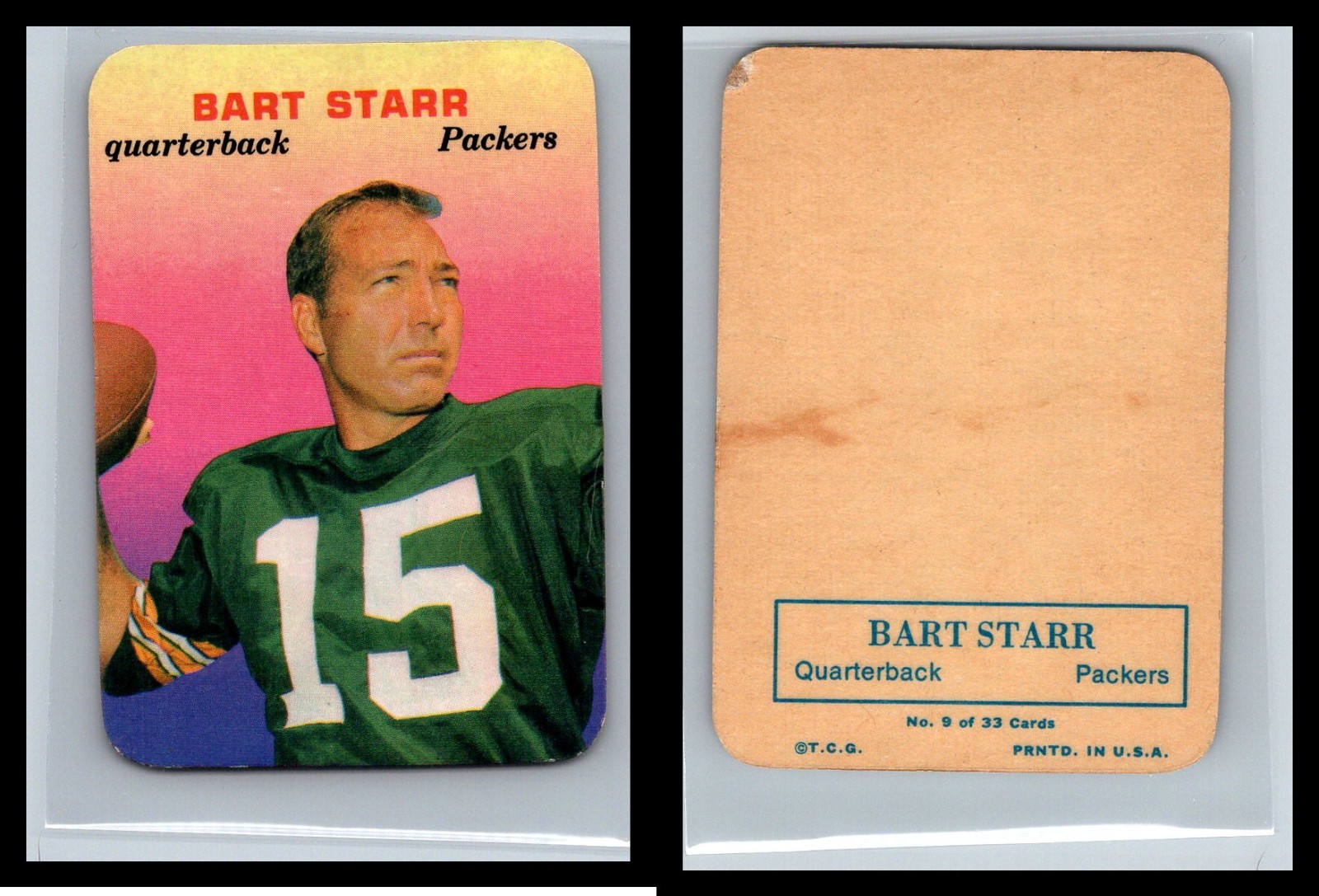 1970 Topps Glossy #9 Bart Starr HOF Green Bay Packers EX