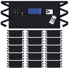 16 Pack Black Waist Aprons, Heavy Duty 3 Pockets Water Resistant  Adjustable...