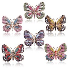 Alloy Rainbow Rhinestone Butterfly Animal Brooch Women's Accessory Pin Jewelry