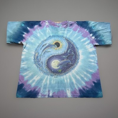 Vintage 90s 1993 Jerry Jaspar Dolphin Yin Yang Solar Eclipse Tie Dye Shirt XXL