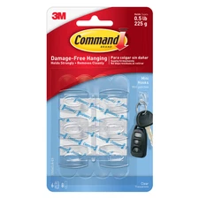 Command Clear Mini Hooks [Removable]: 6-pack (Clear)