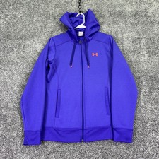 Under Armour Hoodie Womens Medium Purple Fleece Full Zip Logo Athletic Gym