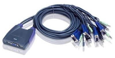 Aten CS64US-AT CS64US 4-Port Cable KVM Switch USB, VGA and Audio ~E~