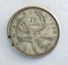 1960 Canada 25 cents Elizabeth II Silver 80%