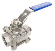 1" Stainless Steel 316 Ball Valve - 3pc Body Full Port, 1000WOG