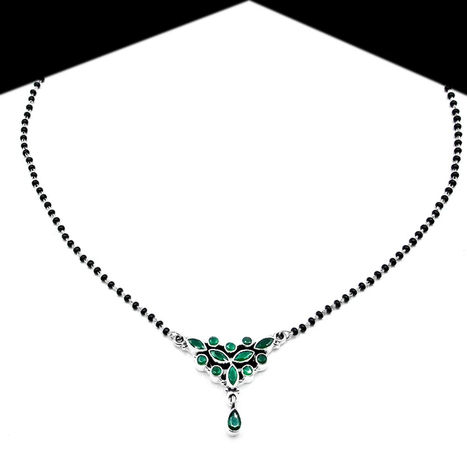 Collar Aventurina Natural 925 Joyería Plata de Ley Gemas Verdes Collar Foto 3 de 4