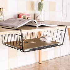 Under Table Hanging Mesh Basket Metal Shelf Cabinet Wardrobe Iron Organizer Rack