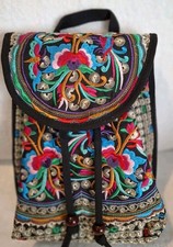 Women s Embroidered Backpack Purse Boho Hippie Canvas Shoulder Bag Adjustable