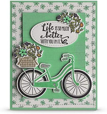 4.8x4inch Bicycle Flower Clear Stamp and Dies Set Die Cuts Metal Cutting Die ...