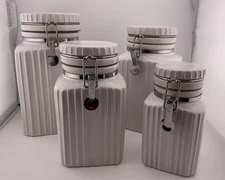 4 GABBAY White French Country Canisters - HEAVY QUALITY MADE - A1