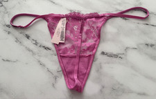 Victoria's Secret Dream Angels Shine Strap Pink Lace G V String Panty XL