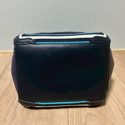 Anya Hindmarch Navy Ribbon Logo Canvas Leather Tote Bag, Excellent