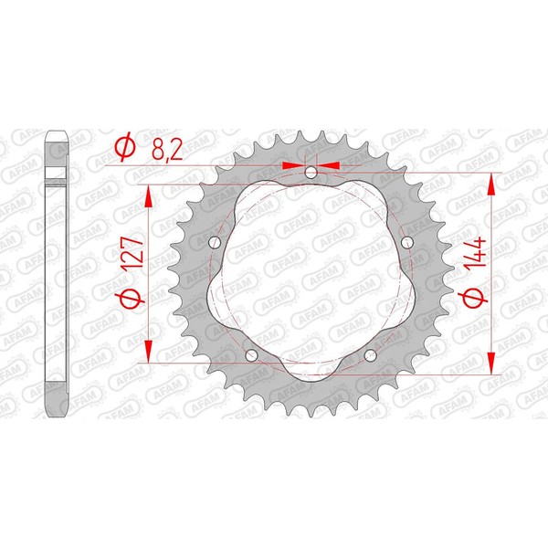 Afam Kettenrad Stahl #525 PCD 43 (FüR: Ducati Multistrada S DS 1000 A1 05-06 )-image