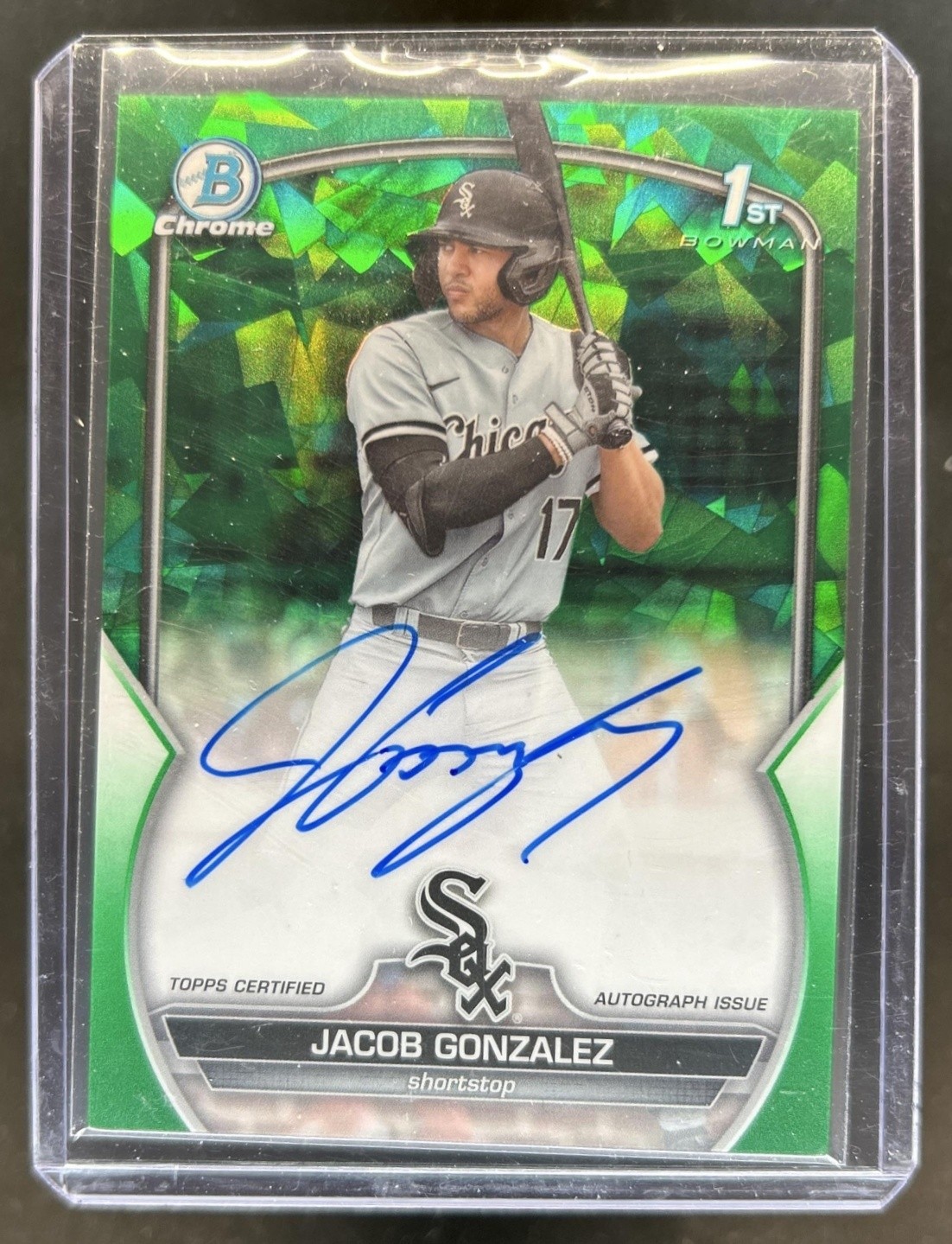 2023 Bowman Draft Sapphire Jacob Gonzalez Chrome Auto Green Refractor 1st #/99